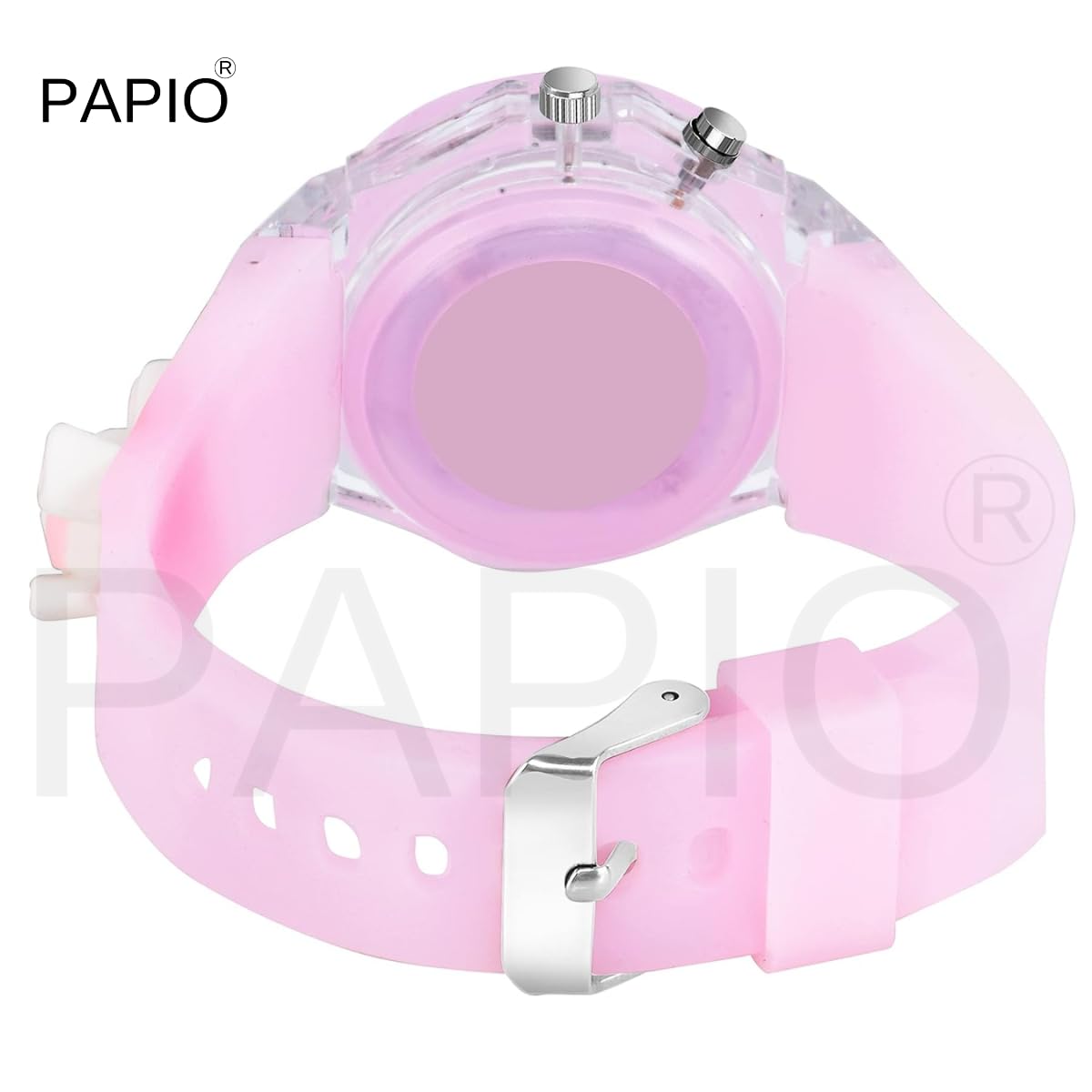 PAPIO® Pink Color Silicone Band Cute Cartoon Design Multi-Function 7 Color Light Analog Wrist Watch for Kids, Children, Boys, and Girls (KD-029) 1