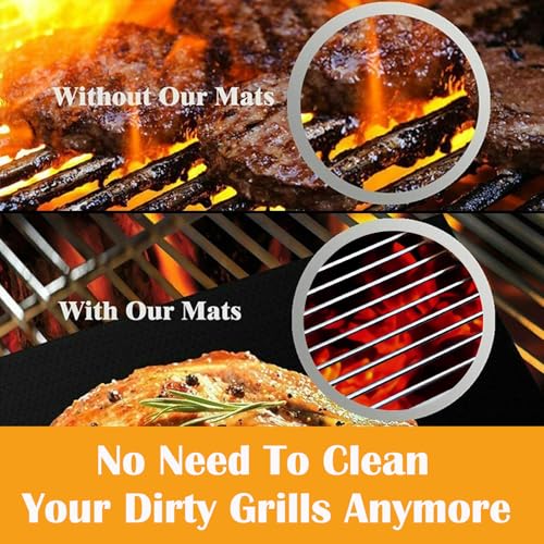 Image of Dailyart Grill Mats Non Stick Set of 5 BBQ Grill Mat Baking Mats FDA-Approved PTFE Teflon BBQ Accessories Grill Tools Reusable, Easy CleanWorks on Gas, Charcoal, Electric Grill 15.75 x 13-Inch, Black | BBQ Grill Mat Baking Mats Teflon BBQ Grilling Accessories Reusable,Works on Gas, Charcoal, Electric Grill 15.75 x13In, Black