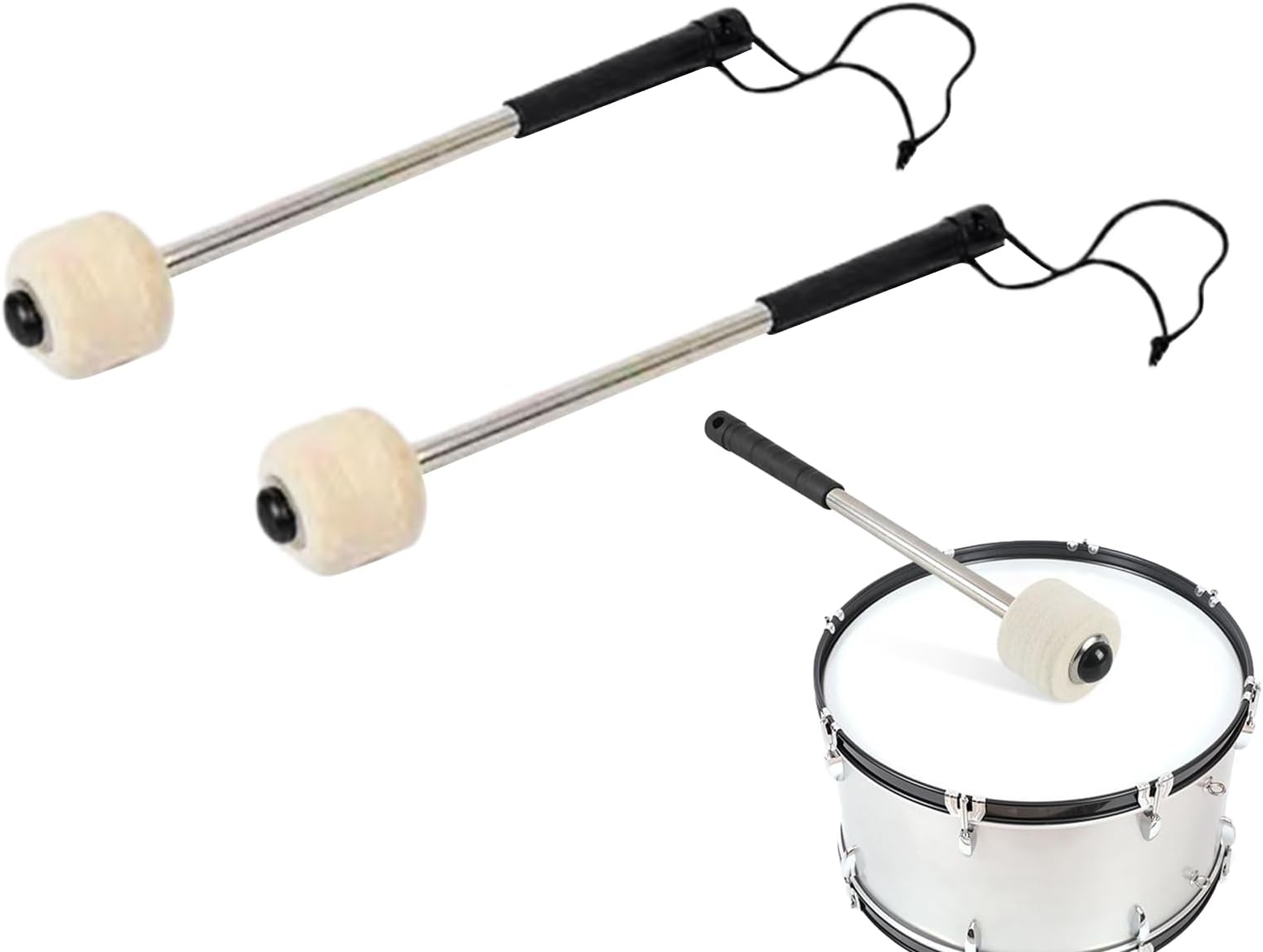 Mallets Percussion - Large Soft Felt Beater, Durable Shaft Construction, Comfortable Ergonomic Hold, Lightweight Responsive Play | Marching Band Rehearsal, Symphonic Stage Setup, Studio Recording