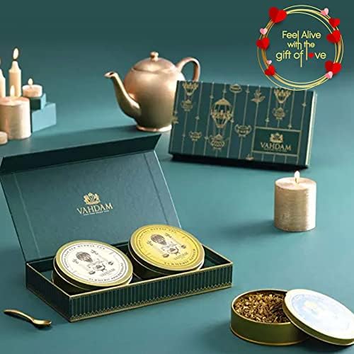 VAHDAM, Herbal Tea Private Reserve (2 Teas) Tea Sampler Gift Box | Turmeric Ginger Herbal Tea, Turmeric Spiced Herbal Tea | Valentines Day Gifts for Him, Valentines Day Gifts for Her | Tea Gift Set