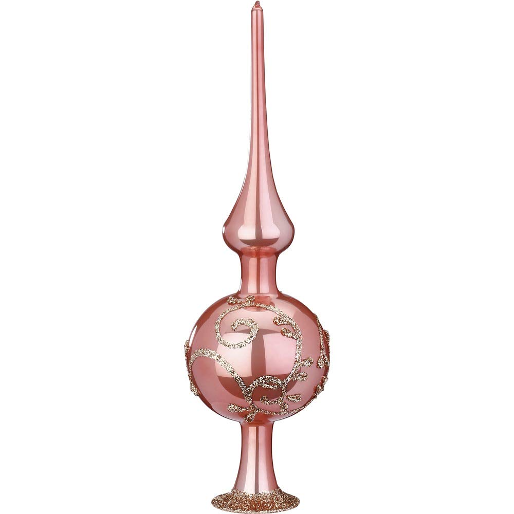 Cimier de sapin Inge-Glas en verre opale rose bonbon fabriqué en Allemagne