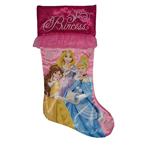 Chaussette de Noël Disney Princesses rose de 50 cm pour décoration de cheminée