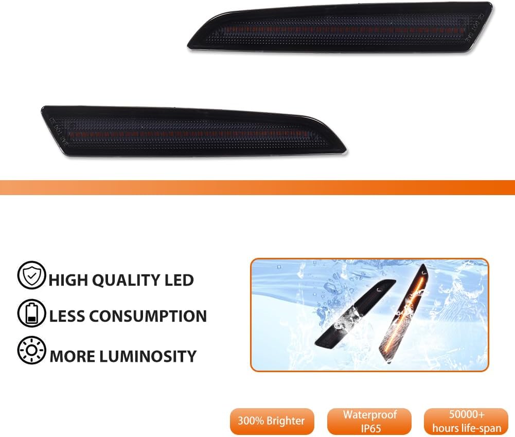 ADIIL For 2018-up Volvo VNL VNR VNX 2PCS Smoked Lens Amber LED Front Bumper Side Marker Lights