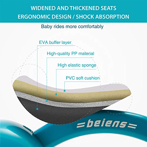 beiens Upgraded Large Baby Balance Bikes, Baby Bicycle, Toddler Bike Riding Toys for 18 Months - 36 Months Boys Girls No Pedal 4 Training Wheels Baby First Birthday Gift Bike (Blue) - Thumbnail 4