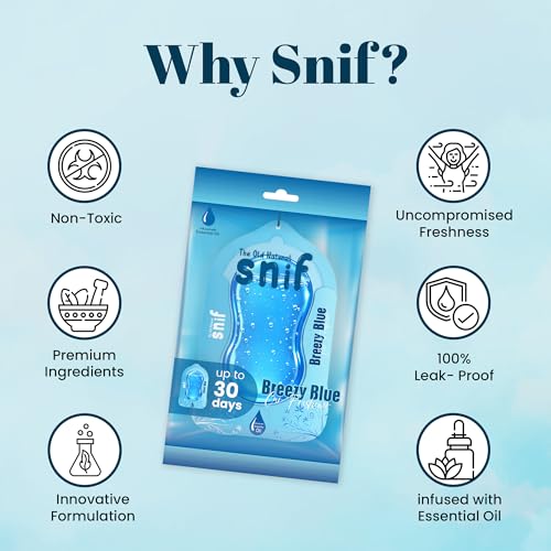Image of Car Air Freshener Hanging - Snif Gel Car Perfume, Essential Oil Based Long Lasting Car Fragrance (30-45 Days), Odor Eliminator Auto Air Freshener for Car - Breezy Blue