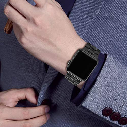 Bestig Compatible For Apple Watch Band 42/44/45/49Mm Or 38/40/41Mm, Stainless Steel Metal Adjustable Sport Business Wristband Bracelet Strap For Iwatch Series Ultra 8 7 6 Se 5 4 3 2 1 (Black) #TOP5
