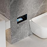 Portarotolo di carta igienica a incasso con cestino/portascopino, nicchia da parete per bagno 4 in 1 piastrellabile in acciaio inox 304, nicchia doccia a incasso