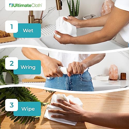 Ultimatecloth, Reusable Microfiber Cloth, All-Surface + All-Purpose Cleaning Cloth, Streak + Lint Free, Safe On Glass & Stainless Steel, Ecofriendly + Chemical Free, Machine Washable, White, 12 Count #TOP3