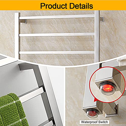 Toallero eléctrico para baño de rápido secado con interruptor integrado 5