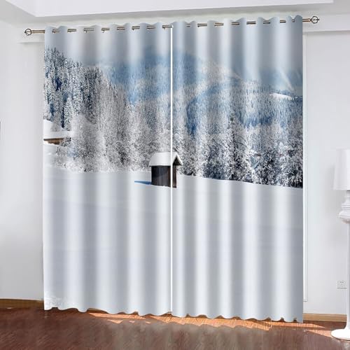 Cortinas de casa de campo de dos paneles bicolor gris y blanco para ventanas rústicas 2