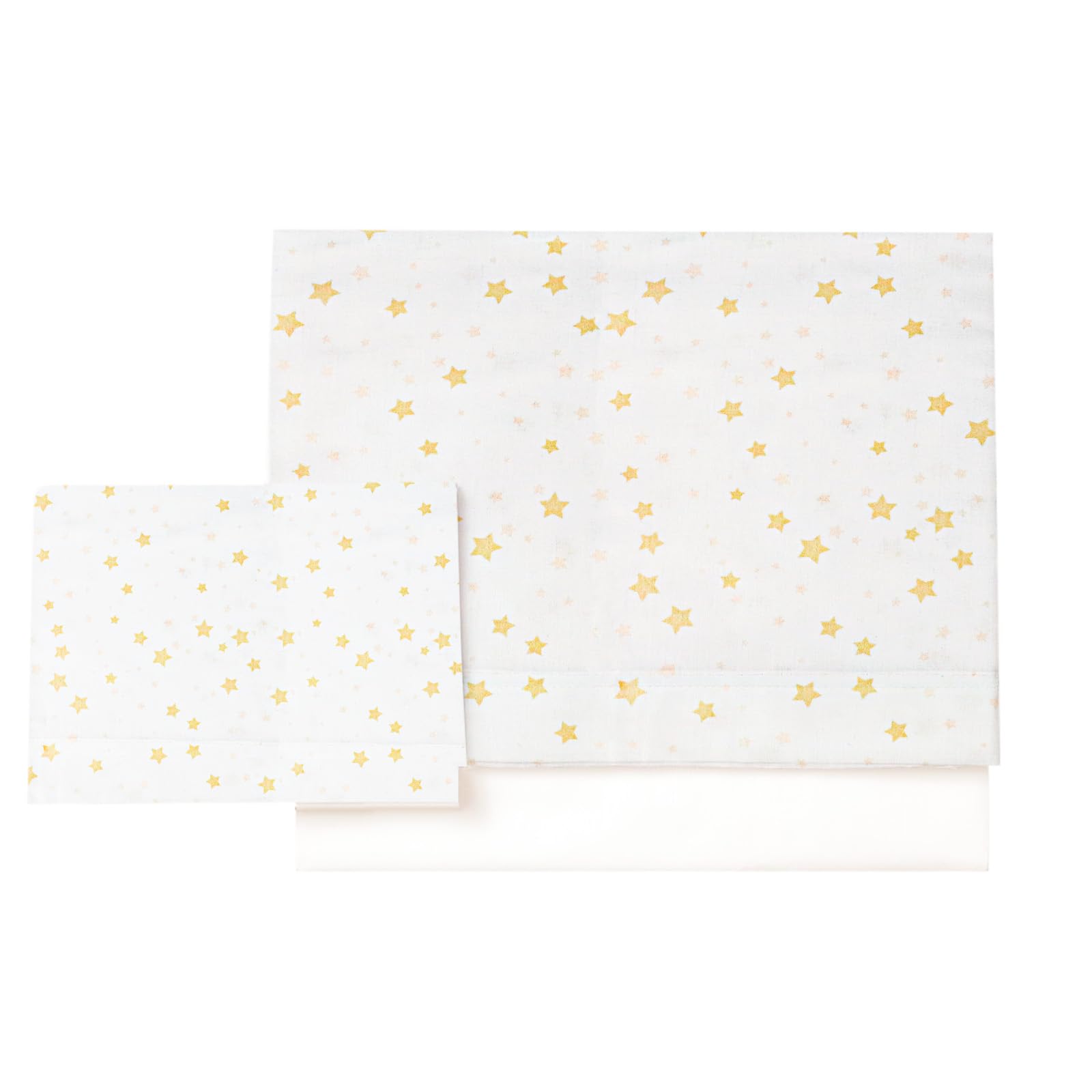 various Set Lenzuola Lettino Neonato 60x120 cm, 100% Cotone Extra Morbido, Include Lenzuolo con Angoli, Lenzuolo Sopra e Federa, Biancheria Letto Bambino Traspirante Motivo Stelle Beige
