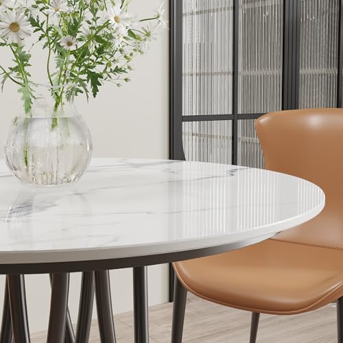 ZL ZELing Runde Tischplatte aus gesintertem Stein, 60 cm, Ersatztischplatte für drinnen und draußen, hitze- und kratzfest, wasserdicht, Keramik, DIY-Desktop, Terrasse, Balkon, Bistro, Café und