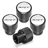 iPick Image for - SRT Logo in White on Black Aluminum Tire Valve Stem Caps for Dodge Jeep
