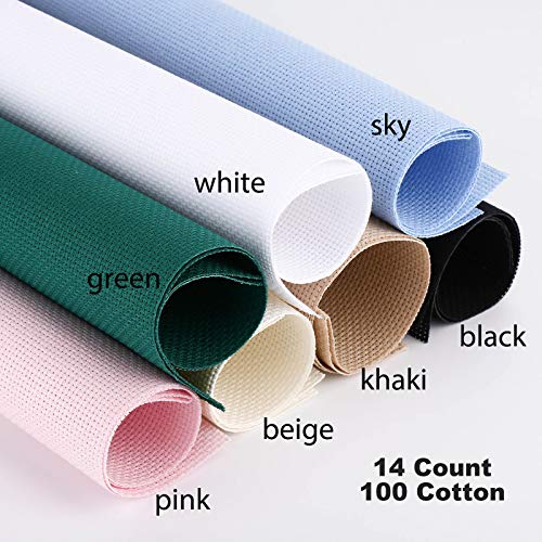 Donmon Aida Cloth 14 Count Cross Stitch Fabric Multi Colored 12×18Inch 7Pcs thumb #4