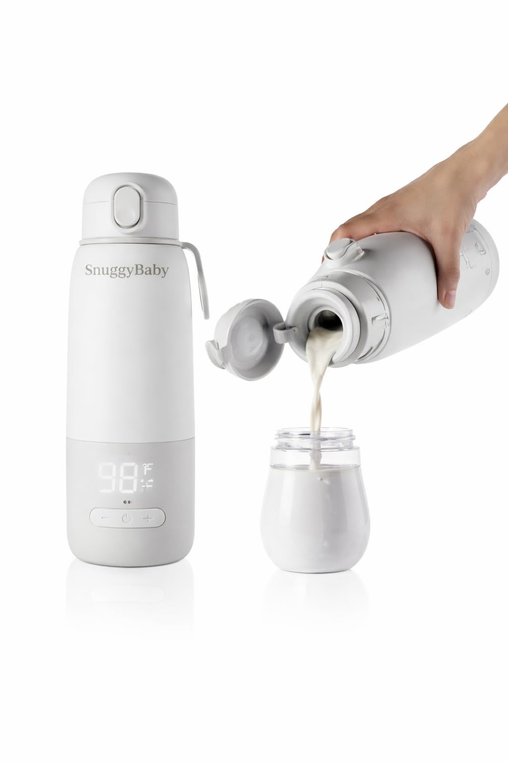 SNUGGYBABY Portable Milk Warmer for Travel, Rechargeable Baby Bottle Warmer On The Go with Dual Heating Modes for Breast Milk & Formula, Fast Heating, Leak-Proof, Built-in Pressure-Release Vents