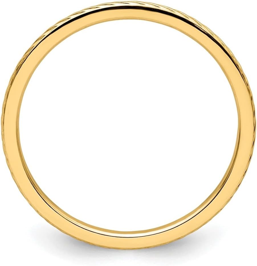 Diamond2Deal 10K Gold 1.2mm Twisted Wire Pattern Stackable Band Ring Size 5 to 10