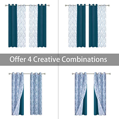 image for BONZER Mix and Match Curtains - 2 Pieces Branch Print Sheer Curtains a