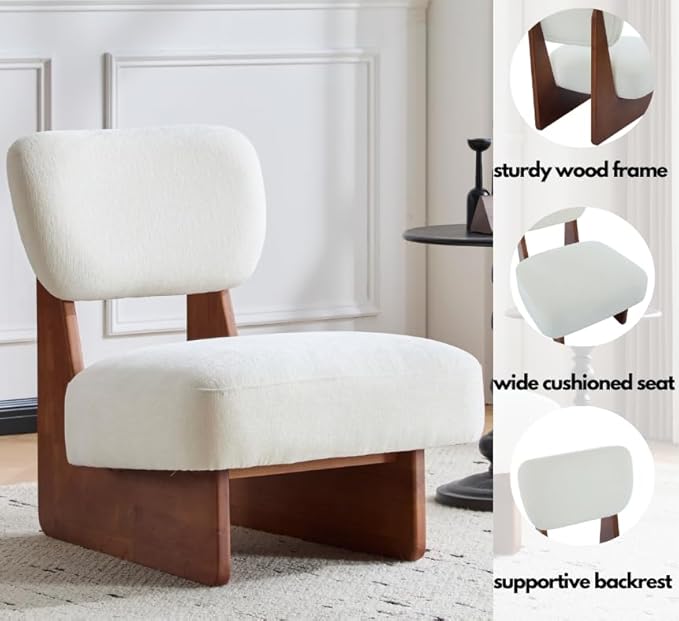 Sillón Lounge Sin Brazos Moderno Beige miniatura 5