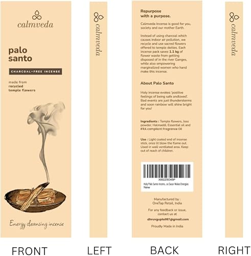 Vista 24 de Paquete de varillas de incienso de pachulí de los años 60, (80 varillas), incienso sin carbón, hecho de flores recicladas, varillas de incienso