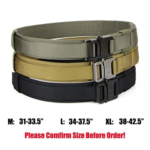 Aiduy Men's 1.5" Security Tactical Belt Heavy Duty Rescue Belt with Metal Buckle Molle System Military Style Belt Nylon Belts (Coyote Brown, Large)