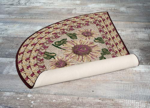 Brumlow Mills Sunflower Braid Printed Pattern Rustic Floral Area Rug For Kitchen, Entryway, Bathroom Mat And Home Décor, 19" X 31", Sunset #TOP4
