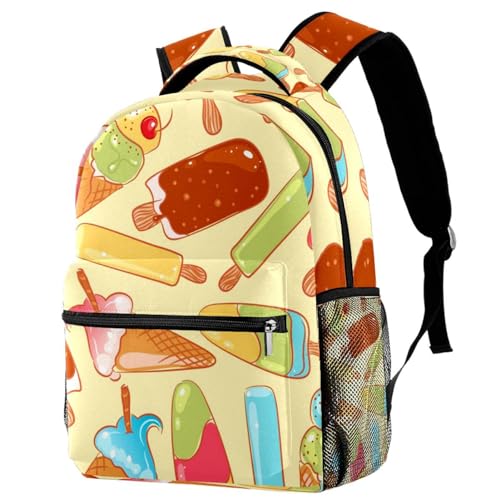 Sac à dos d'école imprimé glaces multicolore 29.4x20x40cm pour voyage et collège