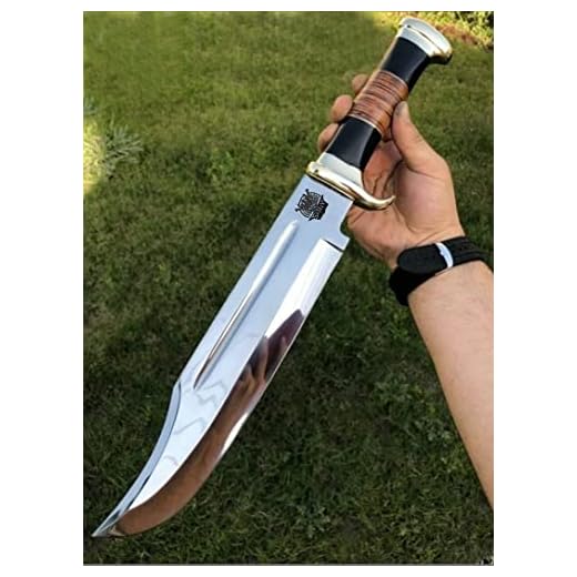 SHINY CRAFTS | Handmade Forged Crocodile Dundee, Fixed Blade, Full Tang Bowie, Hunting, Camping Knife,Knife with Leather Sheath