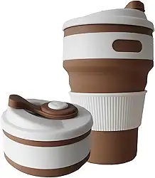 Copo de Silicone Retrátil 350ml – Dobrável, Reutilizável e Resistente, Ideal para Café, Chá, Água e Viagens, com Tampa Antivazamento e Alça Térmica