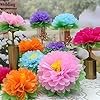 Mybbshower Colorful Fiesta Paper Flowers (9''-7'' Assorted) Set of 10 Outdoor Decoration Kids Birthday Carnival Rainbow Theme Party Backdrop Photo Booth Wall Decor #4