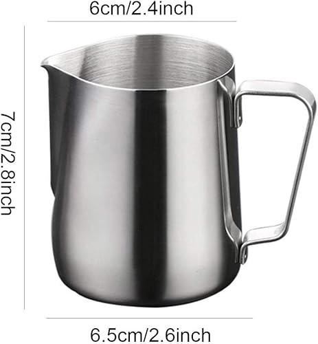 Miniatura 3 de Rolin Roly Jarra de leche de acero inoxidable de 6.8 fl oz6.8 oz de espuma para café expreso, espumadores de leche, arte latte