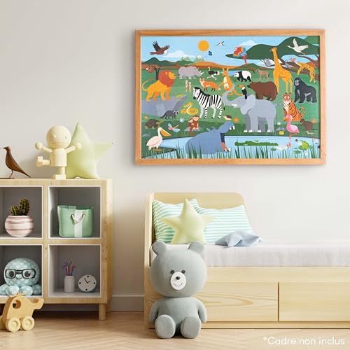 BONNYCO Puzzle Enfant Geant Animaux de la Jungle avec 48 Pièces de Grande Taille. Jigsaw Puzzle XXL 92 x 62 cm pour Cadeau Enfant. Jouet Educatif Garcon et Fille 2-8 Ans – vue 7