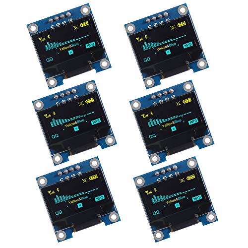 AITRIP 6 pcs 0.96 OLED Display Module IIC 128 x 64 Pixel 12864 OLED Yellow Blue I2C 0.96inch OLED Display IIC Serial with SSD1306 Chip for Arduino UNO Raspberry Pi