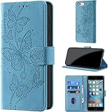 CaseGla Coque pour iPhone 6 / 6s, [Blocage RFID] [Housse en Cuir PU Premium] [Etui à Rabat] [Pochette de Portefeuille] Étui de Protection, Bleu Clair