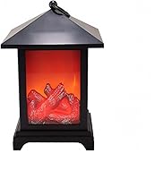 Vista 38 de Farol de chimenea pequeño y acogedor tradicional realista con efecto de llama de leña, luz LED, estilo carbón, lámpara de mesa
