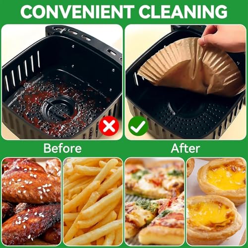 Image of Air Fryer Paper Sheets 8 Inch (100 Pcs) | Disposable Air Fryer Liners | Oil-Proof Non-Stick Parchment Paper for Air Fryer, Microwave & Baking | Heat Resistant, Easy to Use Cooking (Round)