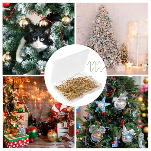 Ornament Hooks, 100Pcs Christmas Ornament Hooks for Christmas Trees Gold Metal Ornament Hangers Mini Christmas Tree Hooks with Storage Box Xmas Hanging Hooks for Christmas Tree Decorations Party Balls - Thumbnail 5