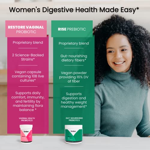 Ombre Restore & Rise Women's Probiotic And Prebiotic Value Bundle, Daily Vaginal, Immune System, Urinary Tract, & Gut Health Support, 30-Day Supply #TOP2