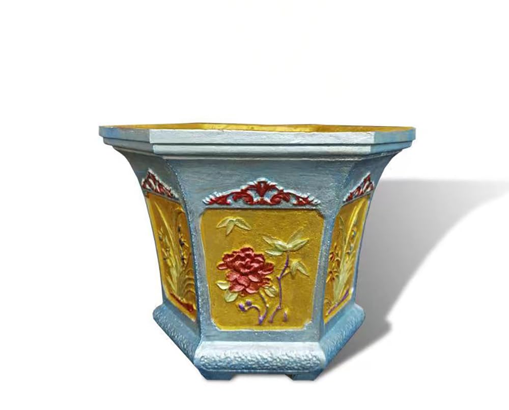 Stampo esagonale da 31 cm / 12.2in per vaso, per piccole peonie e orchidee in cemento, per bonsai ispessito, modello in plastica abrasiva a colonna romana
