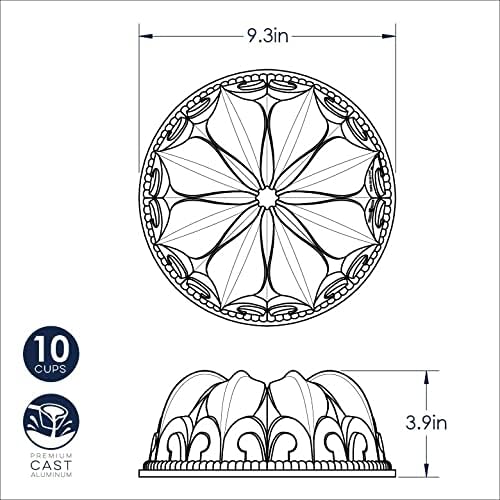 Nordic Ware Fleur De Lis Cast Aluminum Bundt Pan, 10 Cup, Toffee