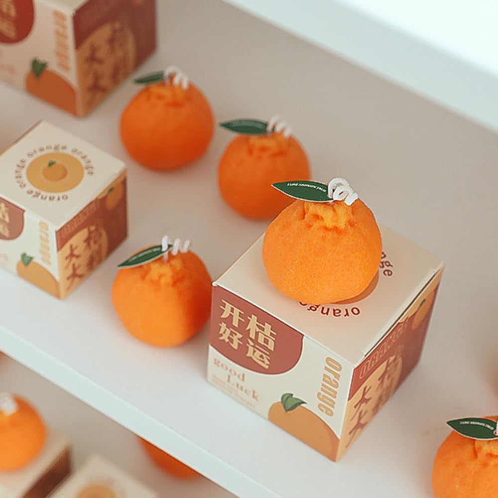 Mini Fruit Orange Scented Candles, Home Decor Candle, Scented Candle Party Christmas Home Decoration Gifts Room Decor 1pcs Aromatherapy