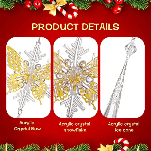 Christmas Snowflake Butterfly Acrylic Ornaments Christmas Tree Decorations Xmas Tree Hanging Decor Clear Snowflake Decorations For Snow Winter Christmas Party Supplies (8) #TOP3