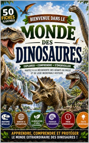 Bienvenue dans le Monde des Dinosaures: 50 fiches illustrées pour explorer, comprendre et s'émerveiller devant les géants du passé (The Ultimate Natural History Encyclopedia) (French Edition)