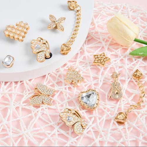 24 Pcs Bling Shoe Charms for Women，RhinestonesFlower Pearl Butterfly Shoe Decoration for Clog Sandals， DIY Shoe Accessories for Party Favor by Zxicataos - Image 4