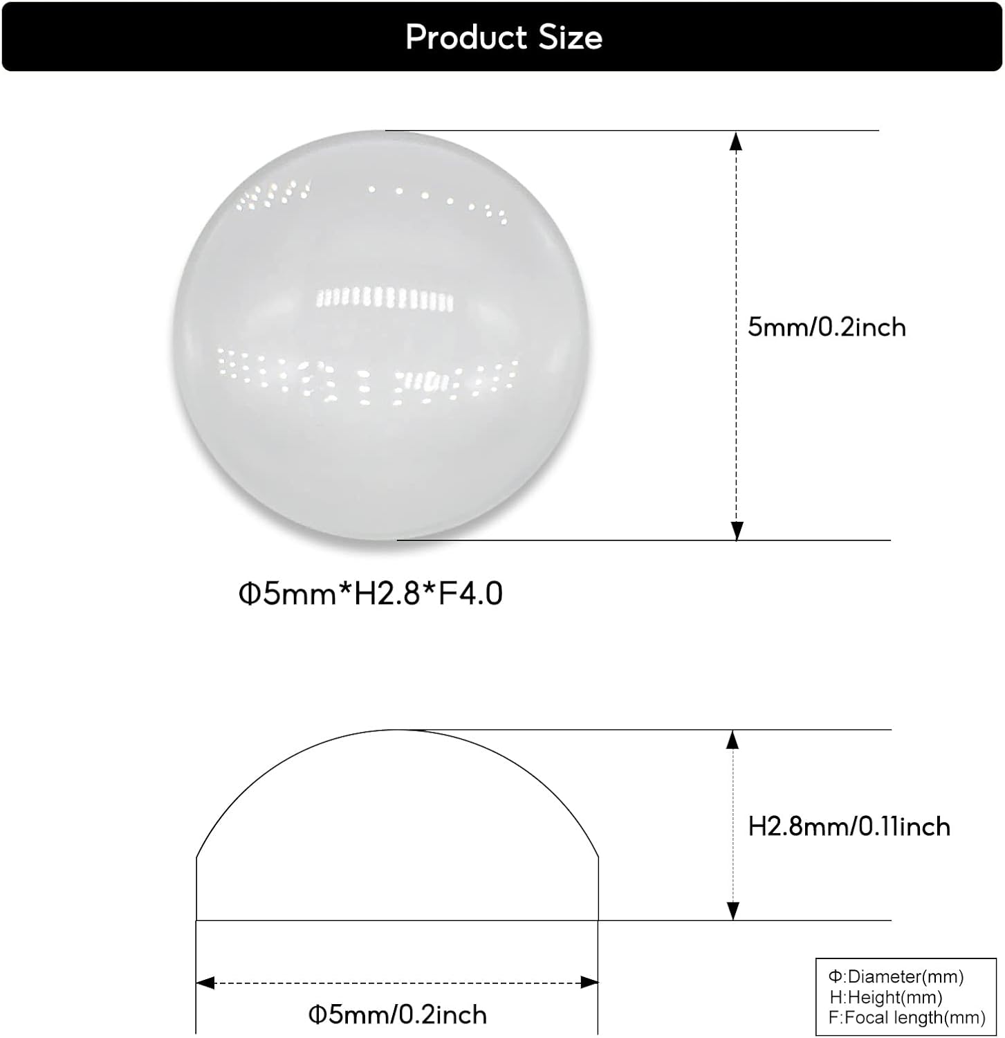 5PCS X Optical Glass Lens Without Edge Dameter 5MM Flat-Convex Lens, Focusing LED Convex Lens (Φ5mm*H2.8*F4.0)