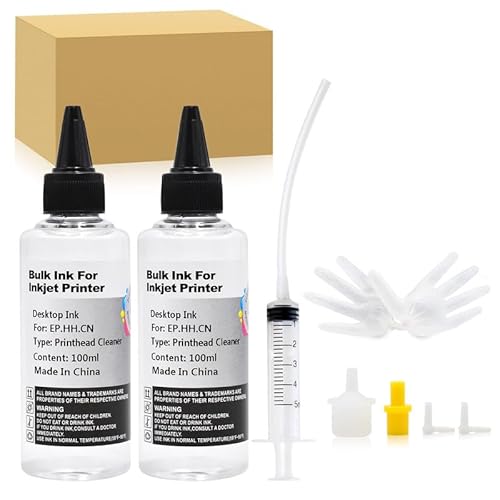 2X Printhead Cleaner Kit for Inkjet Printers, Printer Nozzle Cleaning Kit Compatible for Print Heads of PrintersEpson/HP/Canon/Brother/Lexmark/Kodak/Samsung 100ml 10ml Premium Syringe