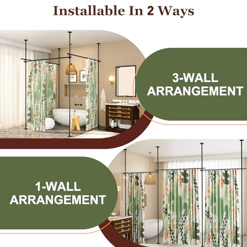 Goovilla Room Divider for Room Separation, Tension Curtain Rods No Drilling, 4-10ft(H) 28-171inch(W) Adjustable Temporary Privacy Wall Divider, Heavy Duty Freestanding Space Partition Separator, Black