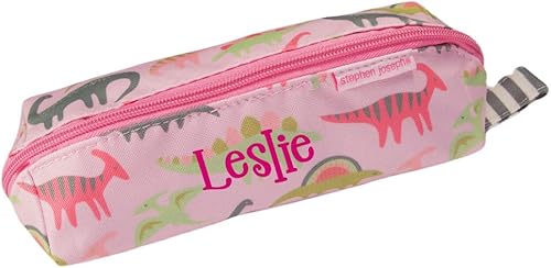 Stephen Joseph Almacenamiento de suministros - Organizador personalizado de dinosaurio rosa - Estuche de transporte de regreso a clases con nombre