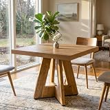 LITTLE TREE 31.5' Square Dining Table for 4, Small Space Kitchen Table with Pedestal Base, Farmhouse Wood Tables for Apartment, Dining Room & Living Room, Ideal for Cafe & Restaurant Use (Dark Brown)
