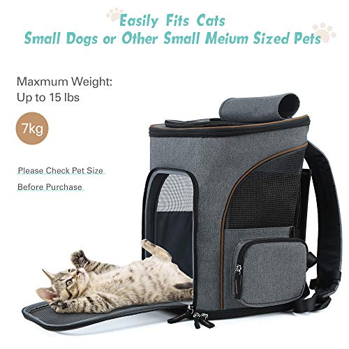 Lekesky Pet Backpack Carrier Expandable Cat Carrier Backpack Dog Backpack for Small Medium Dogs Cats Carrier with Inner Leash Attachment and Washable Mat Pet Carrier Fit Pets Up to 15 lbs, Grey - Image 4