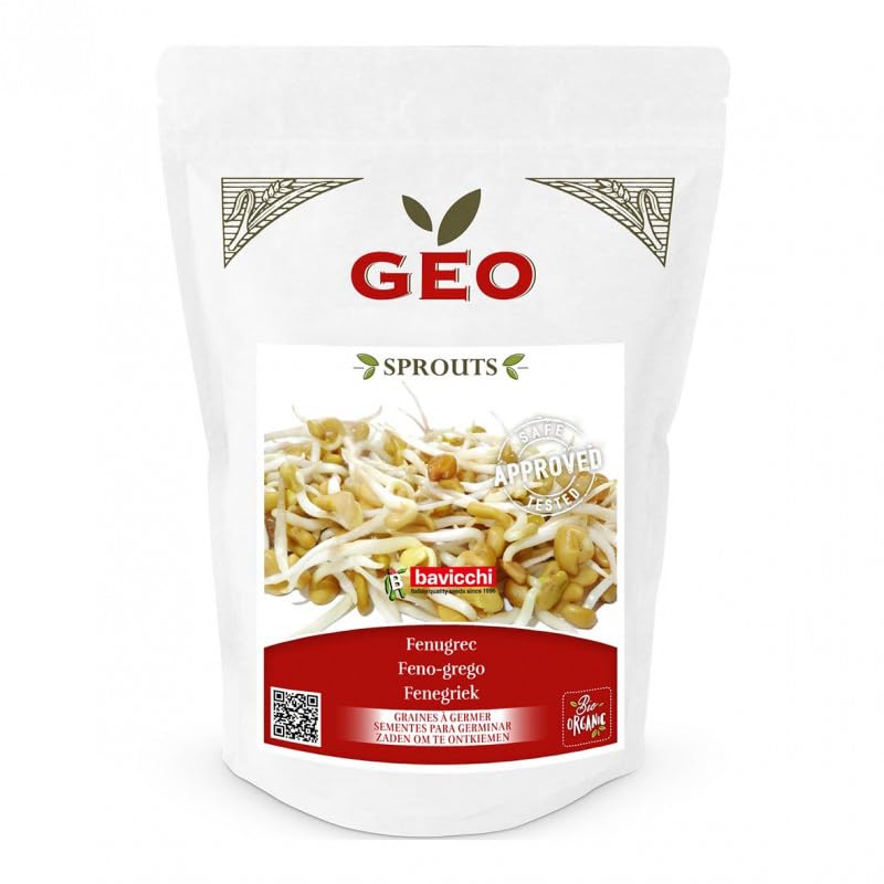 Kit Essentiel GEO – 6 Graines à Germer 100% Bio (2,55 kg) | Luzerne, Radis Rose, Fenugrec, Pois Verts, Moutarde & Ciboulette-Ail | Haute germination ≥ 95% | Longue conservation | Vegan & Sans OGM